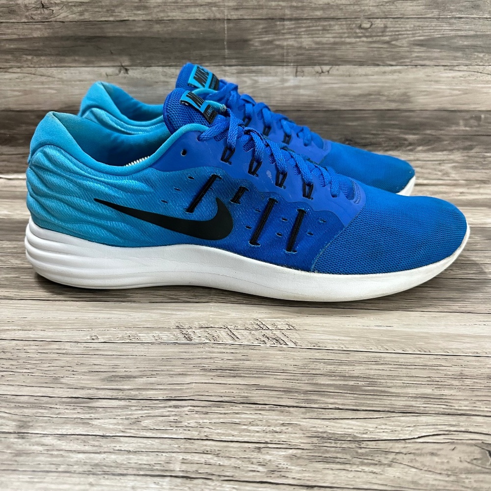 Nike Lunarstelos Running Shoes Mens Size 14 Blue Black Low Sneakers  844591-400